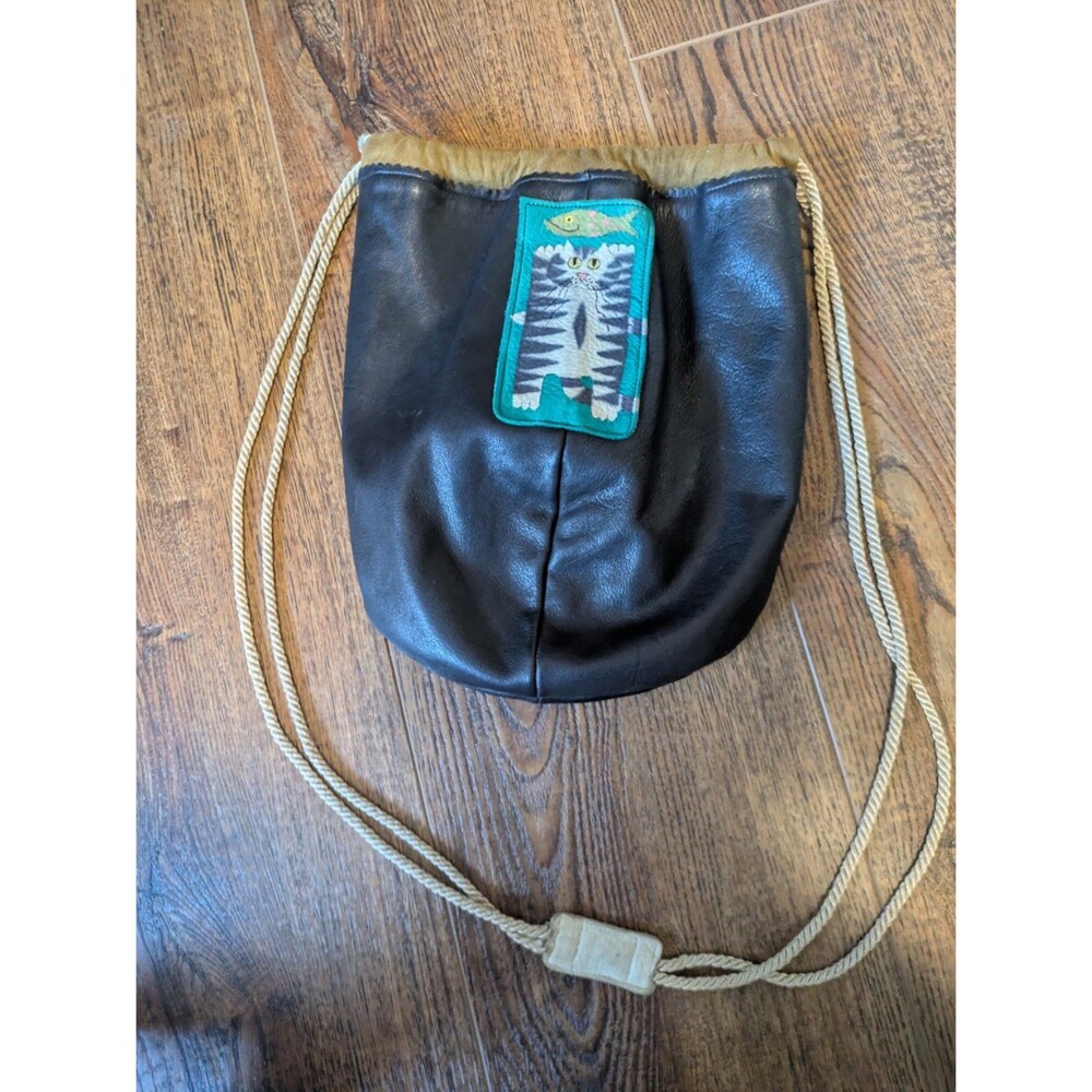 black leather cat themed purse, handbag, with shoulder strap Crossbody Jones